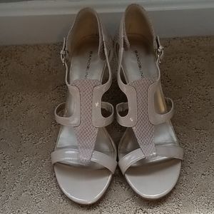 Bone colored strappy pumps by Bandolino